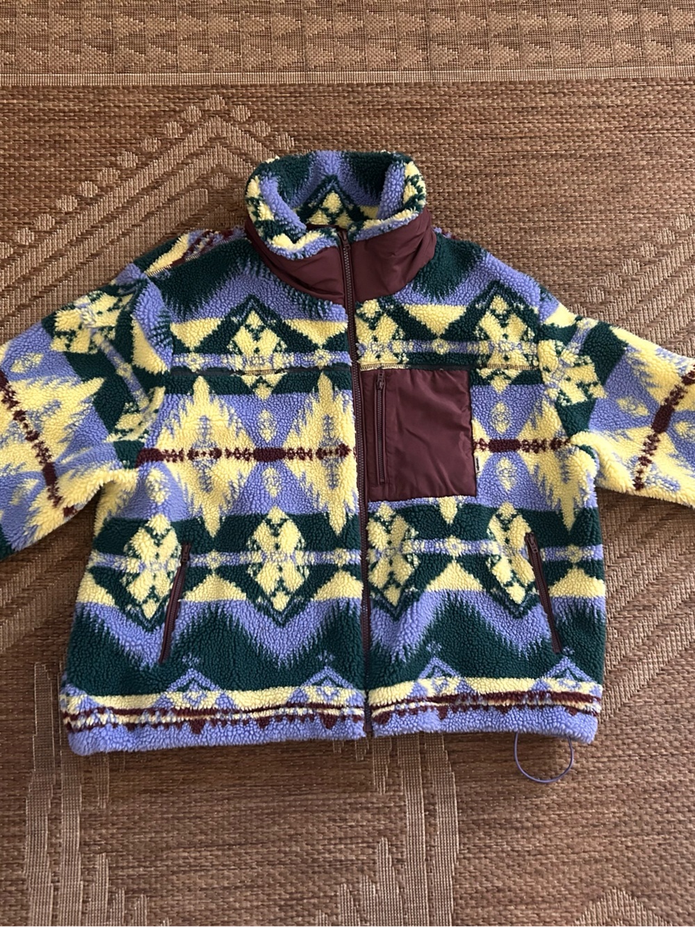 Wrangler Purple, Yellow & Green Patterned Teddy Jacket